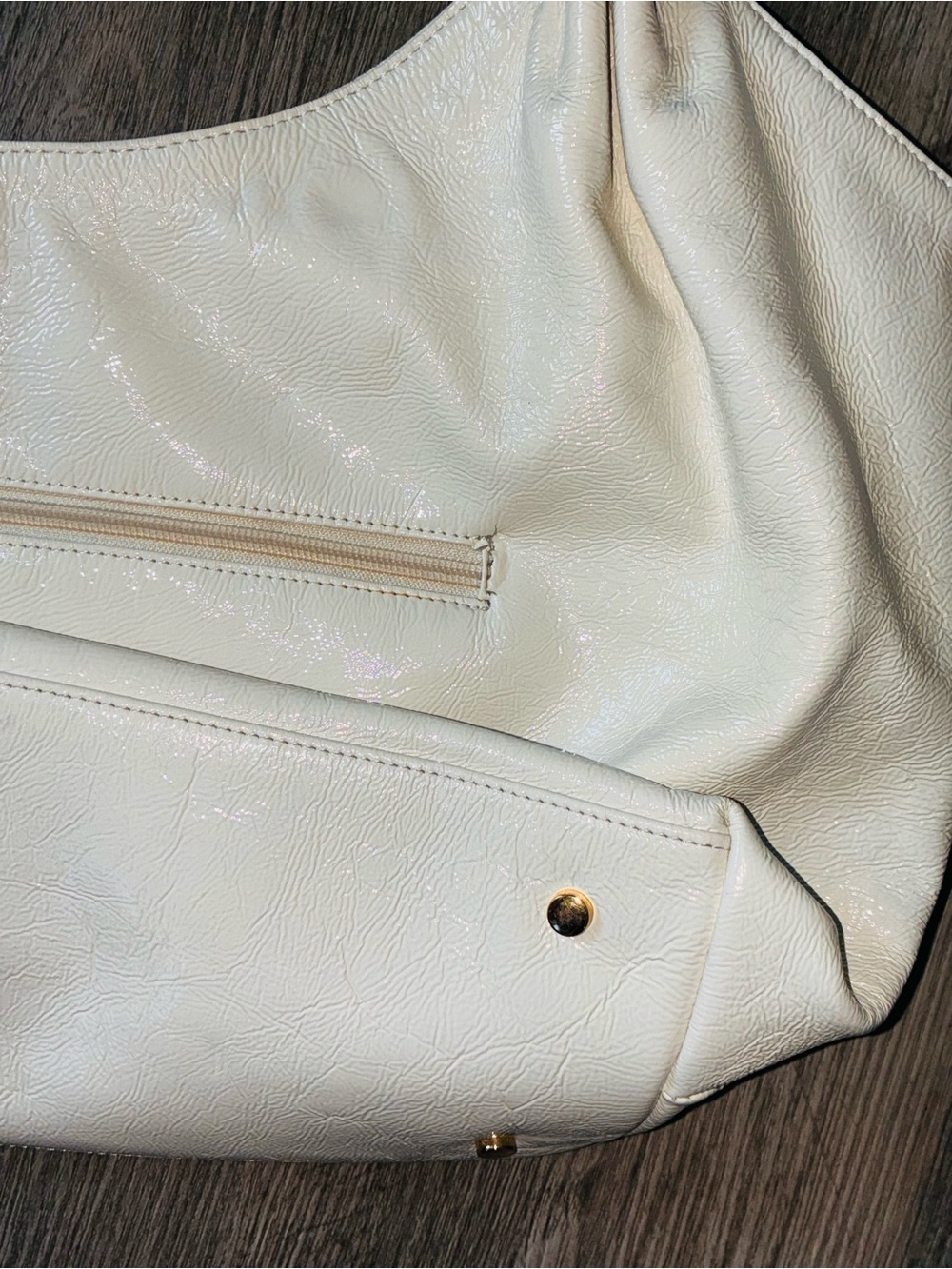 HOBO International White Iridescent Patent Leather Hobo Shoulder Bag - Picture 7 of 11